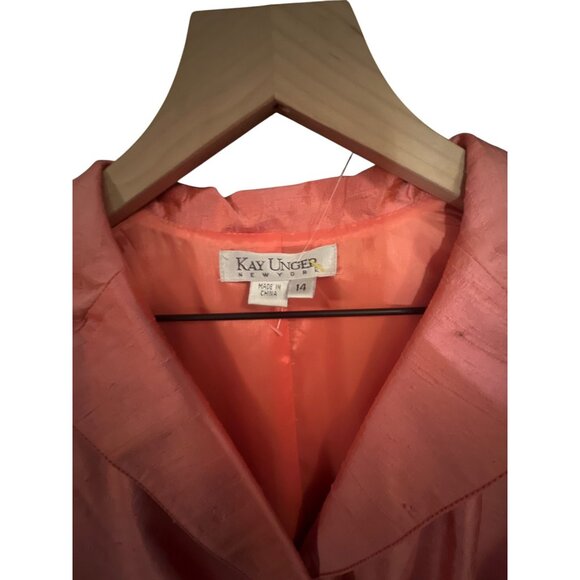 Kay Unger Womens Silk Knee-Length Dress With Embroidered Hem - Size 14 - Picture 4 of 5